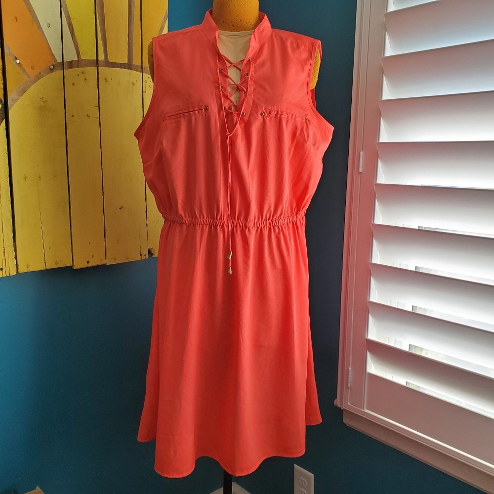 Plus Size Coral Sleeveless Dress Size 1X